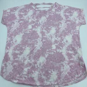 Earth Yoga Top Women's Small Tiedye Hippie Bohemian Sustainable Pink & White